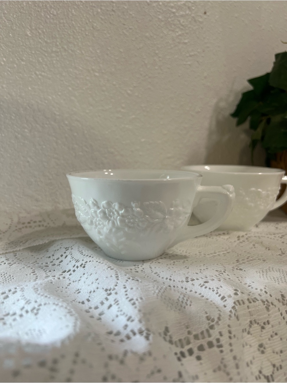 Vintage Indiana Glass Orange Blossom Set of 2 Teacups